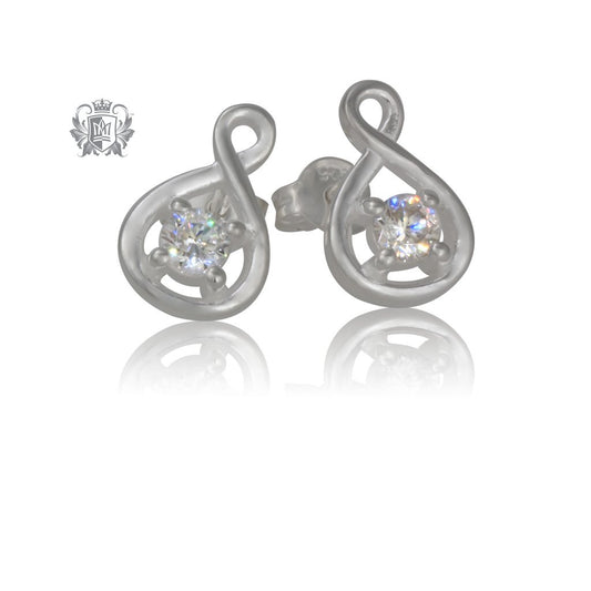 Sparkling Loop Cubic Stud Earrings