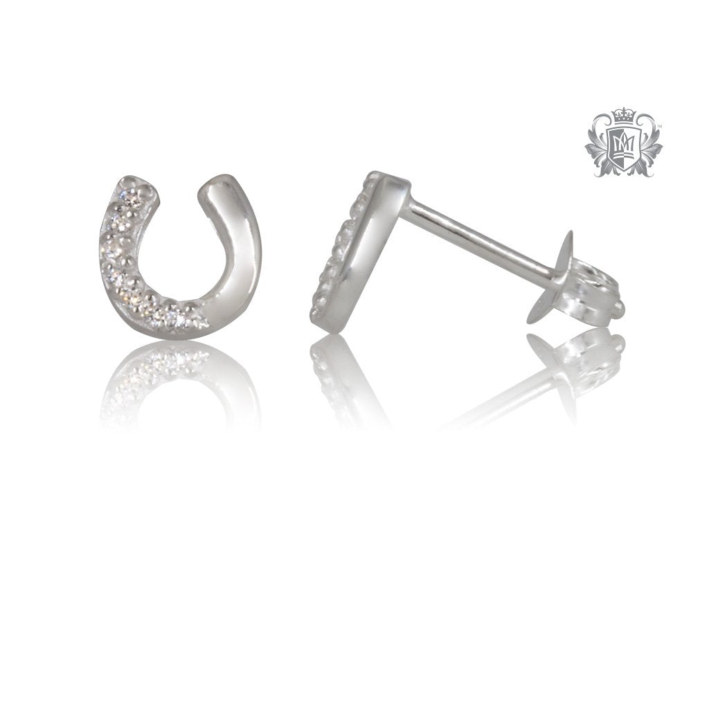 Cubic Horseshoe Stud Earrings Metalsmiths Sterling Silver SIDE