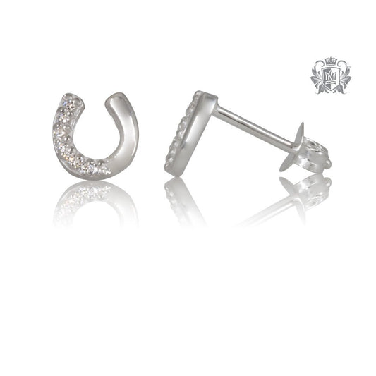 Cubic Horseshoe Stud Earrings Metalsmiths Sterling Silver SIDE