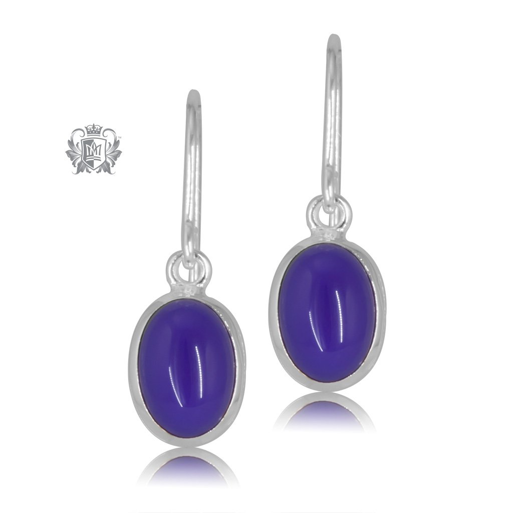 Violet Agate JellyBean Hanger Earrings Sterling Silver