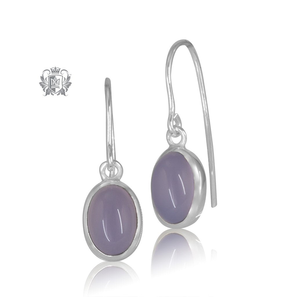 Lilac Agate JellyBean Hanger Earrings Sterling Silver