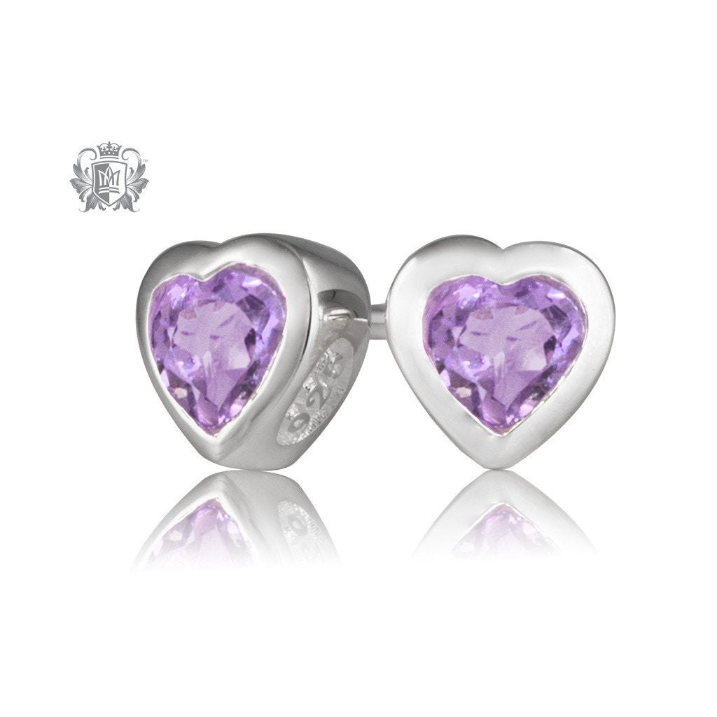 Metalsmiths Sterling Silver Amethyst Heart Stud Earrings