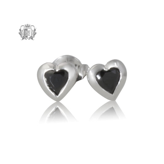 Black Cubic Heart Studs