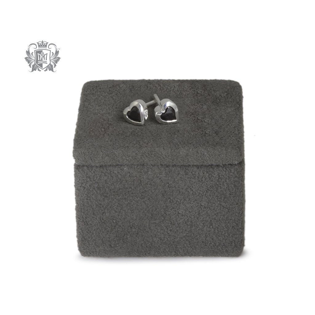 Black Cubic Heart Studs - scale