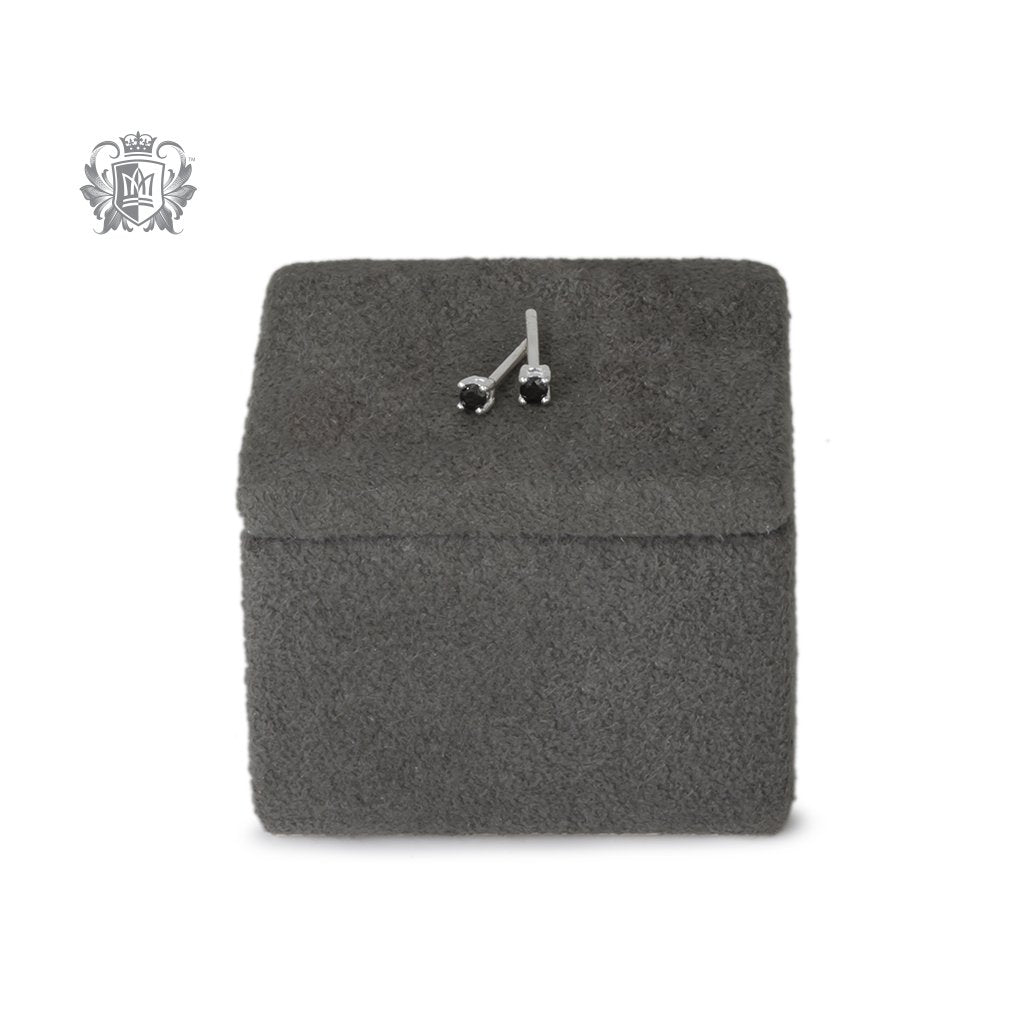 Small Black Cubic Prong Set Studs - scale