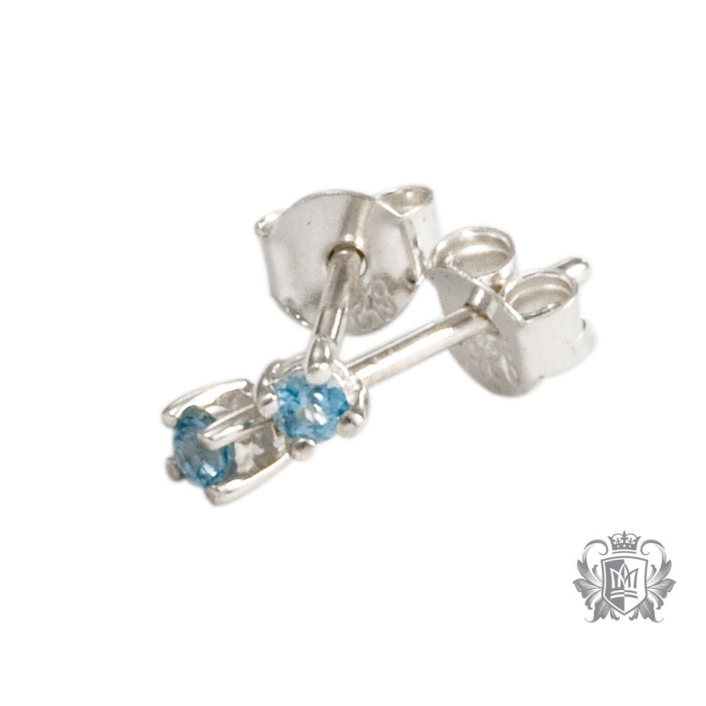 Blue Topaz Small Prong Set Studs Metalsmiths Sterling Silver