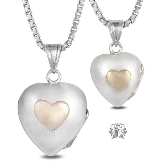 Heart Locket with 10K Gold Accent - Small & Large