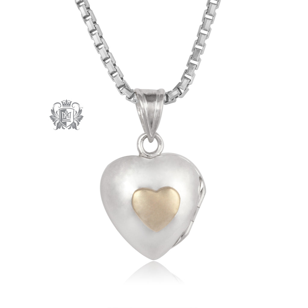 Heart Locket with 10K Gold Accent - Two Sizes
