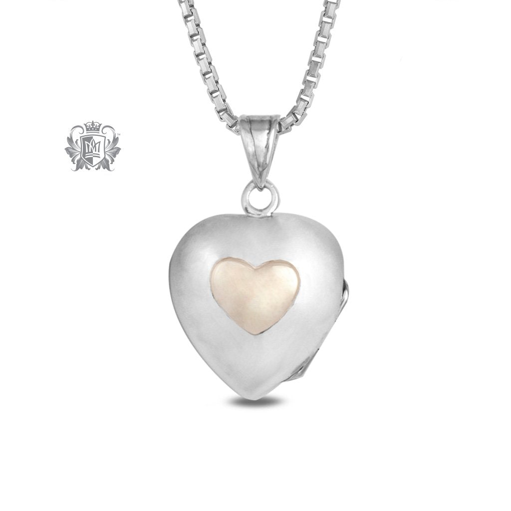 Heart Locket with 10K Gold Accent Large