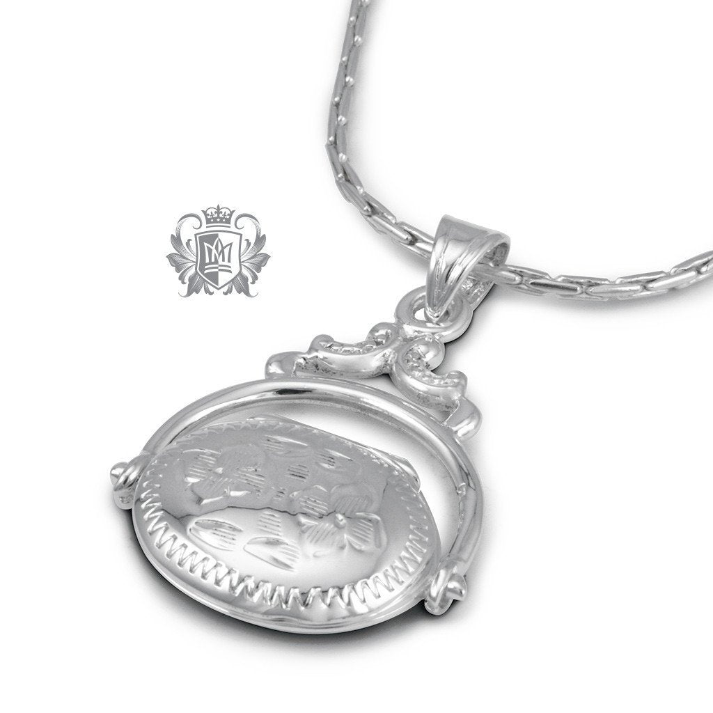Antique Oval Locket Sterling Silver Side