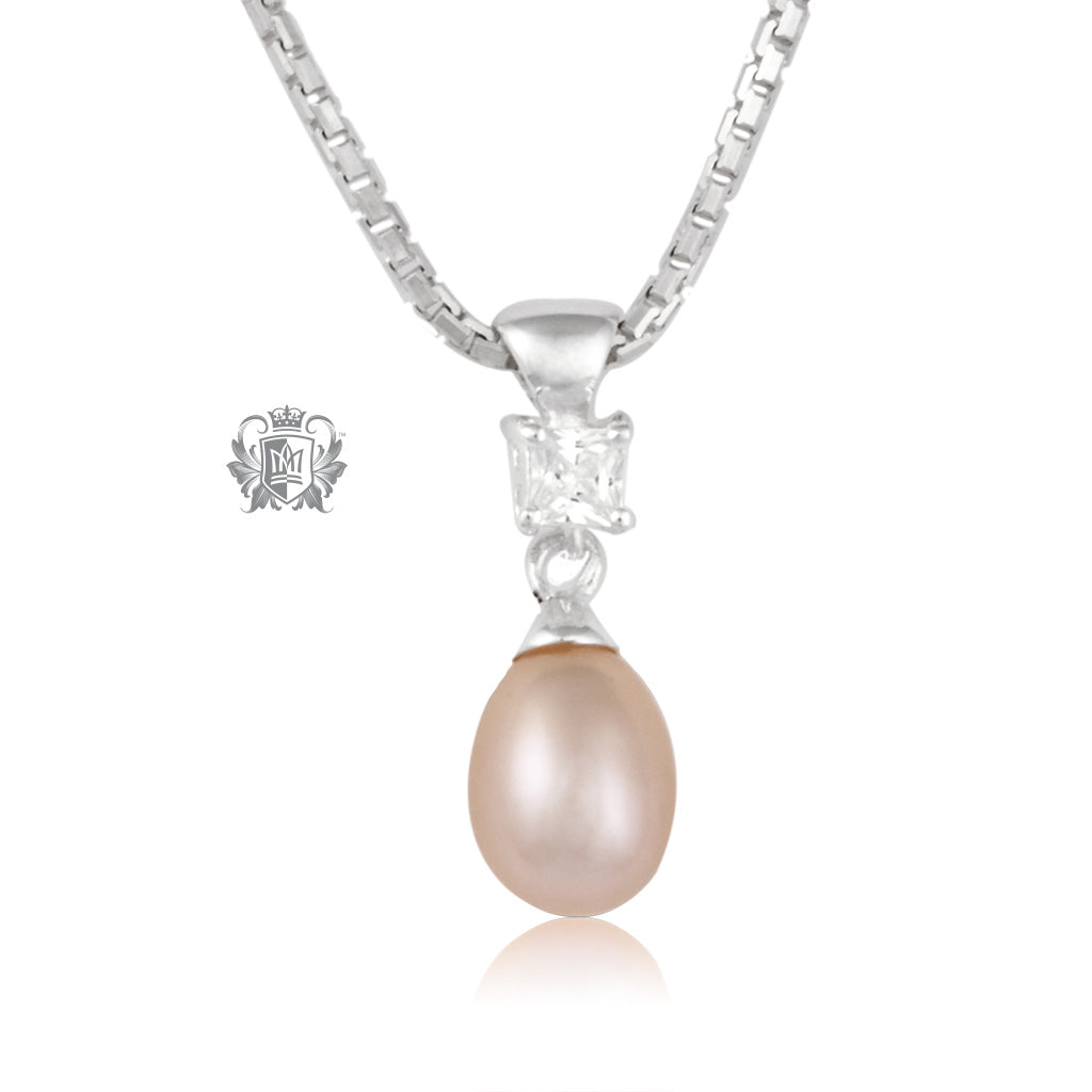 Square Cubic Fresh Water Pearl Pendant