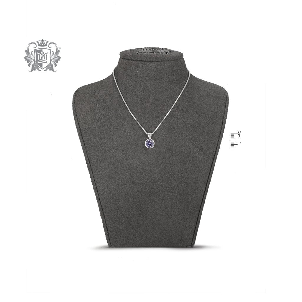 AMETHYST Cubic Metalsmiths Sterling Silver Bezel Set Pendant on Bust