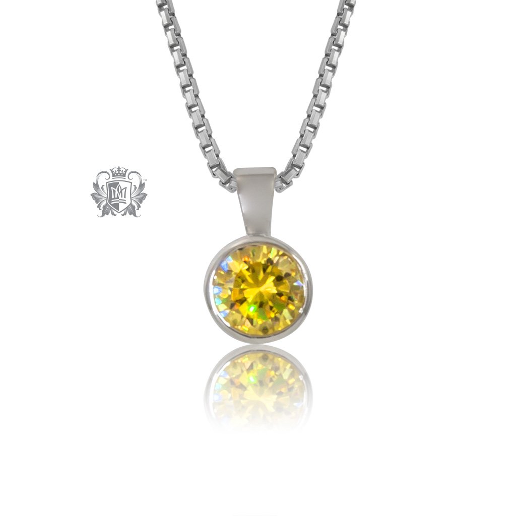 CITRINE Cubic Metalsmiths Sterling Silver Bezel Set Pendant