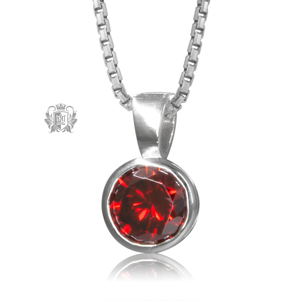 Garnet Cubic Metalsmiths Sterling Silver Bezel Set Pendant