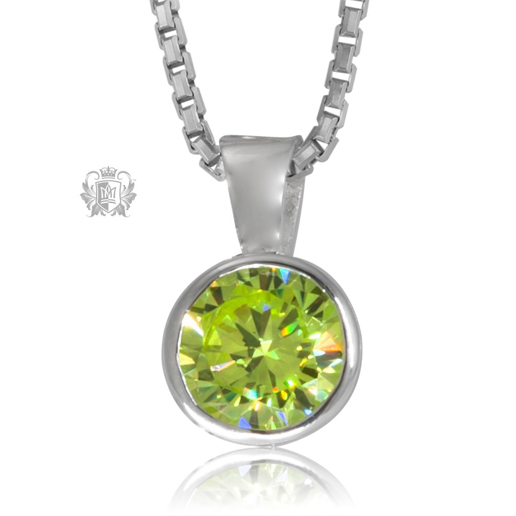 Peridot Cubic Metalsmiths Sterling Silver Bezel Set Pendant