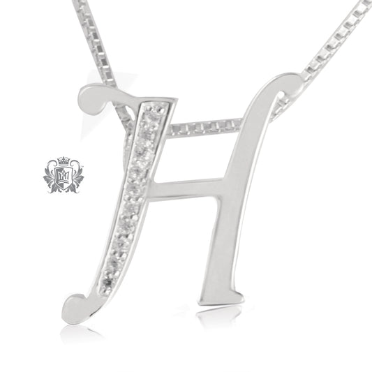 Cubic Pave Set Letter H Pendant