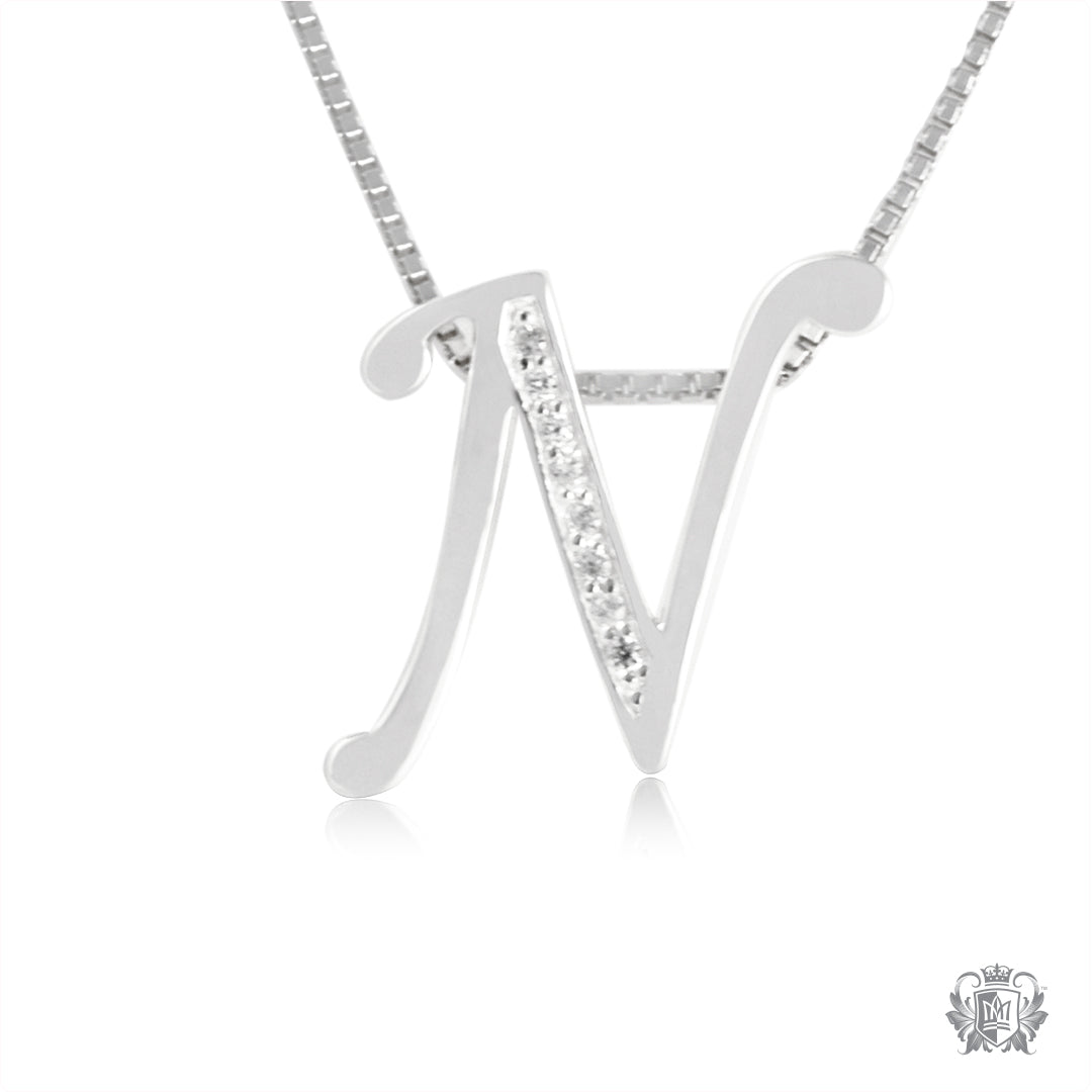 Cubic Pave Set Letter N Pendant