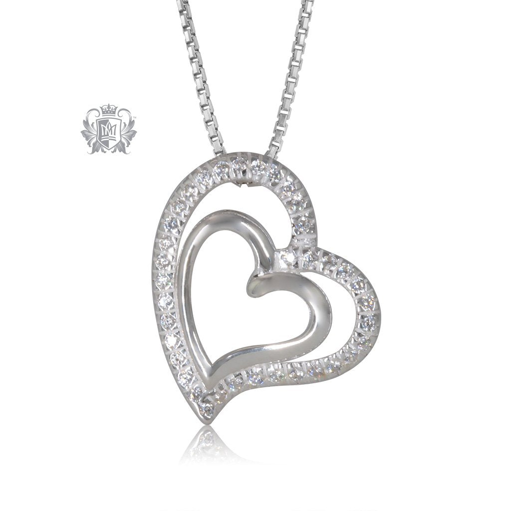 Double Pave Heart Pendant Metalsmiths Sterling Silver
