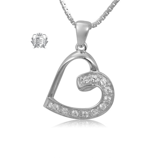 Pave Cubic Lobe Heart Pendant