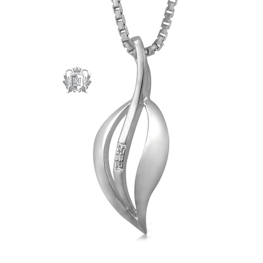 Flow Leaf Pendant with Diamond Accents