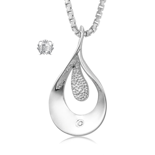 Textured Drop Pendant with Diamond Accents