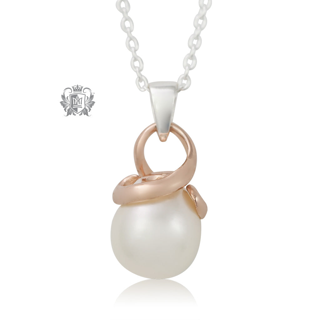 Rose Gold Dipped Entwined Pearl Pendant