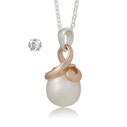 Rose Gold Dipped Entwined Pearl Pendant