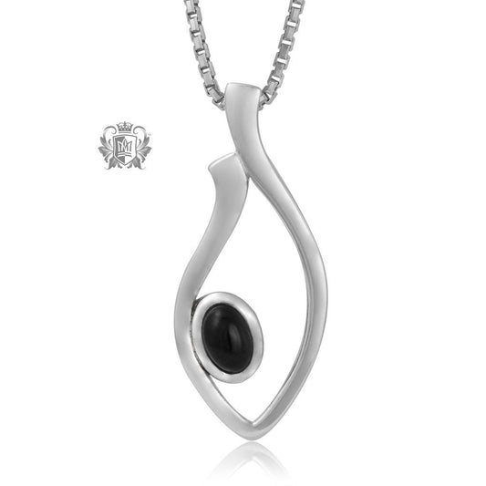 Metalsmiths Sterling Silver Black Onyx Lovely Leaf Pendant