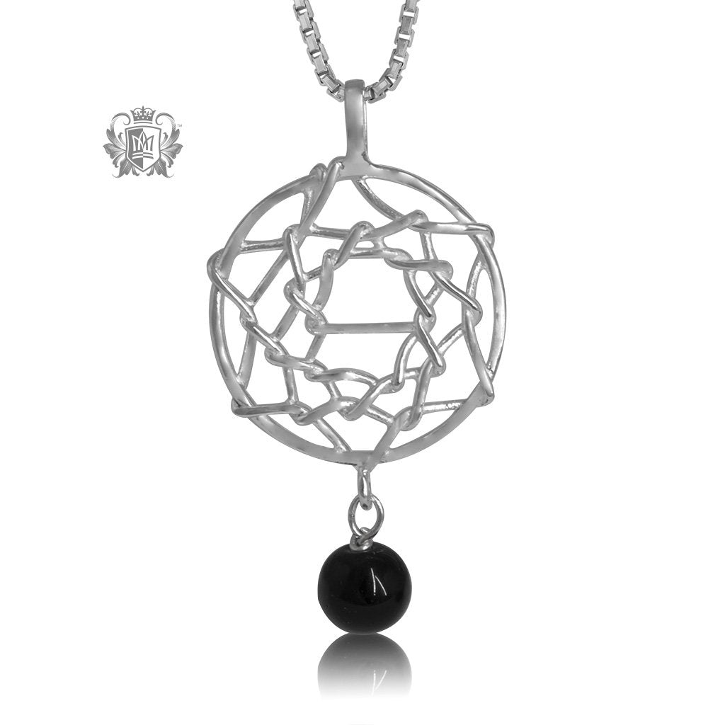 Dreamcatcher Pendant with Black Onyx Sterling Silver Necklace