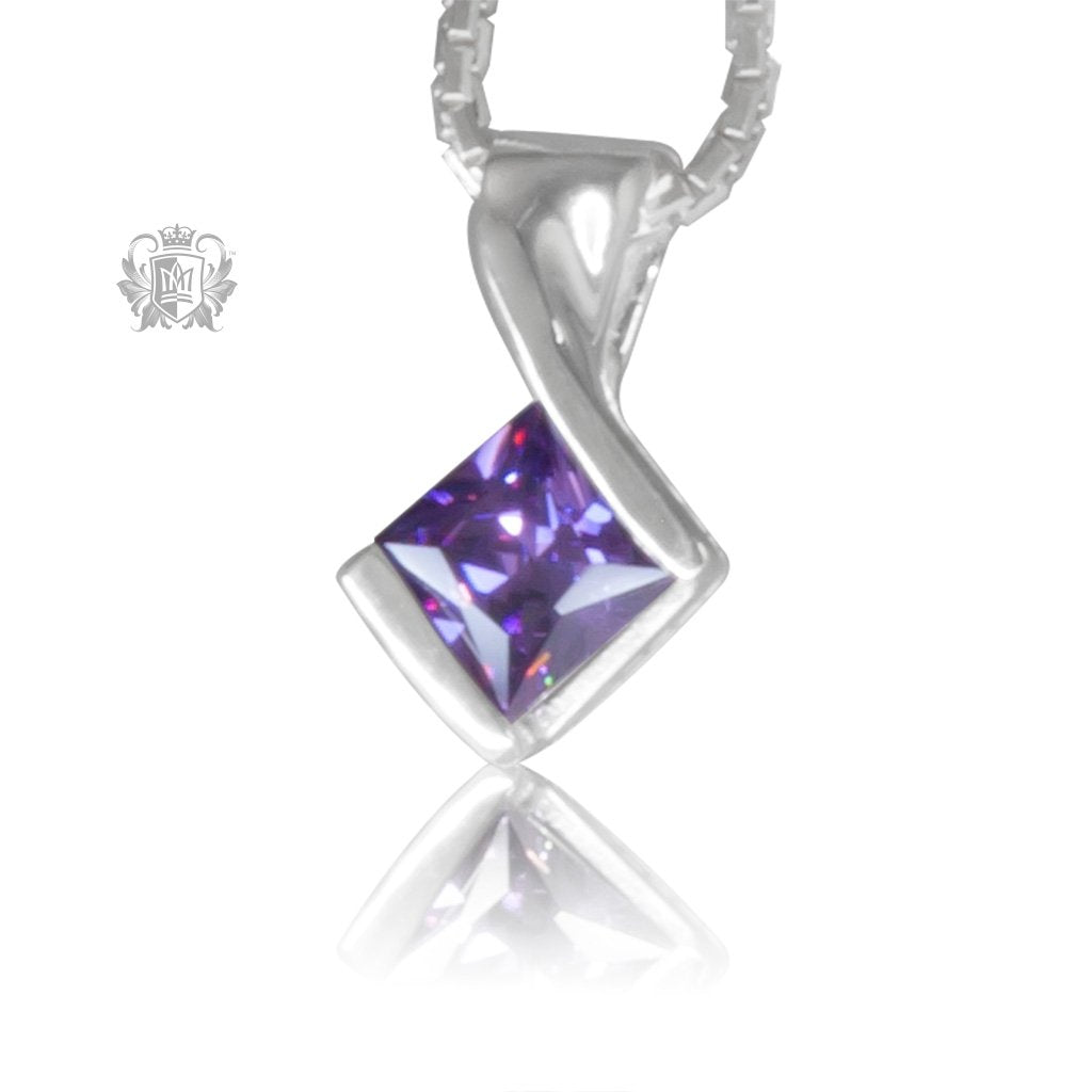 Amethyst Cubic Metalsmiths Sterling Silver Offset Pendant