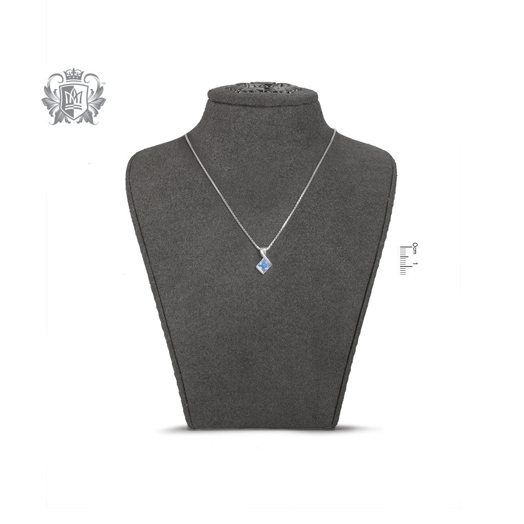 Blue Topaz Cubic Offset Pendant - bust