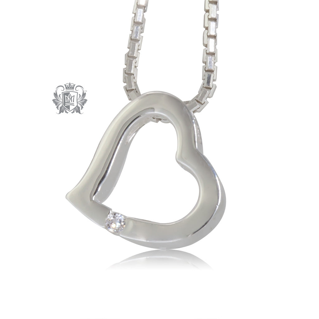 Heart Slider Pendant with Channel Set Diamond