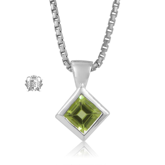 Metalsmiths Sterling Silver Square Slope Pendant - PERIDOT