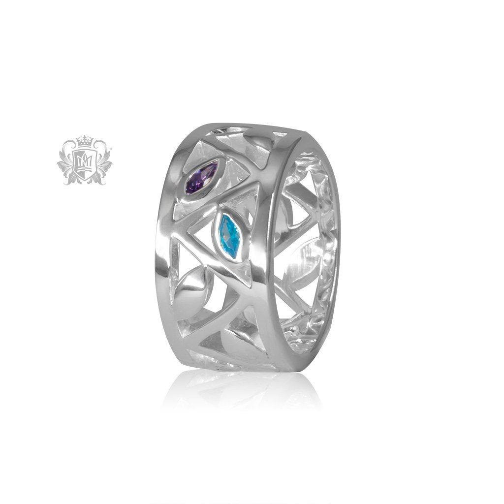 Marquise Petal Band Amethyst & Blue Topaz Metalsmiths Sterling Silver