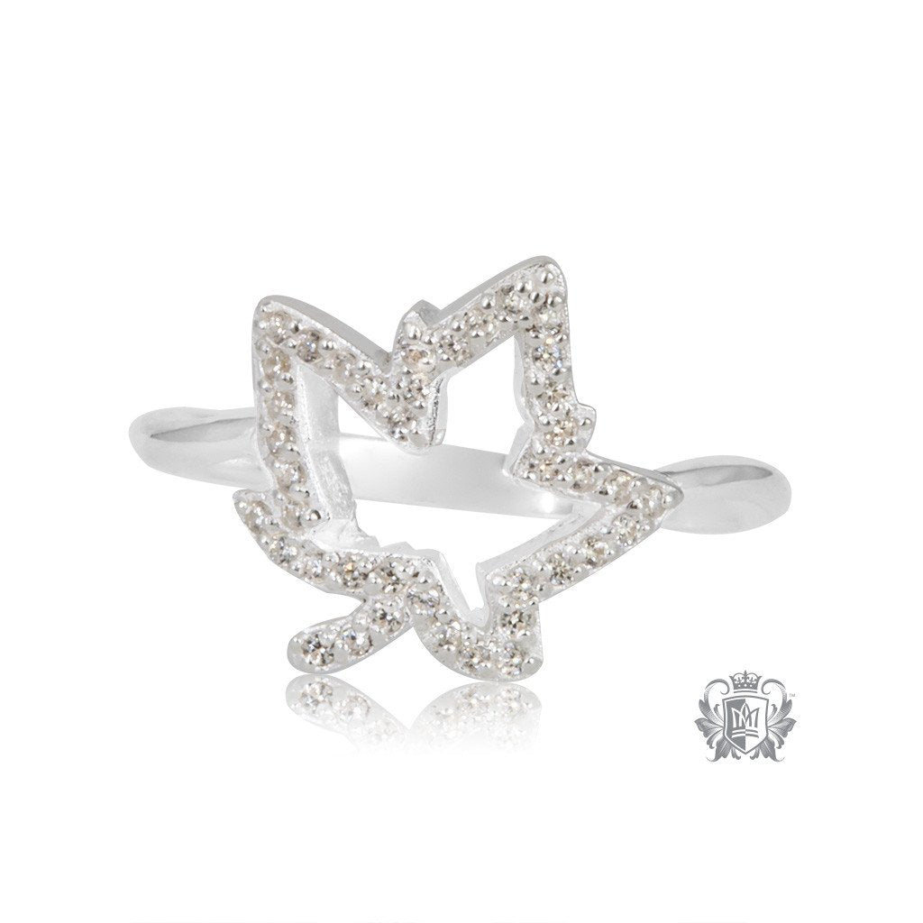 Metalsmiths Sterling Silver Sparkling Maple Leaf Ring - front