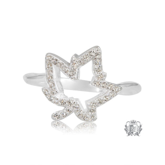 Metalsmiths Sterling Silver Sparkling Maple Leaf Ring - front
