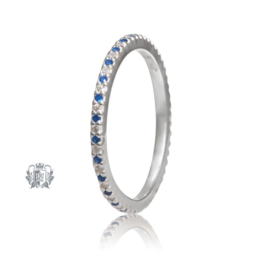 Sterling Silver Sapphire Blue Eternal Stacking Cubic Ring