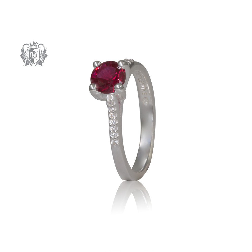 Serious Sparkle Ruby Red Cubic Ring Sterling Silver