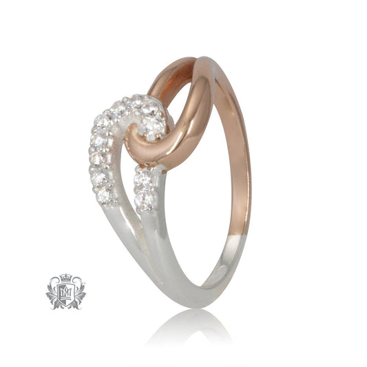 Metalsmiths Sterling Silver Rose Gold Dipped Embrace Loop Cubic Ring