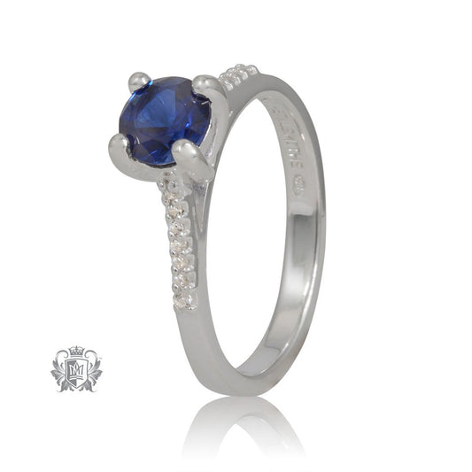 Prong Set Sapphire Cubic Ring Metalsmiths Sterling Silver