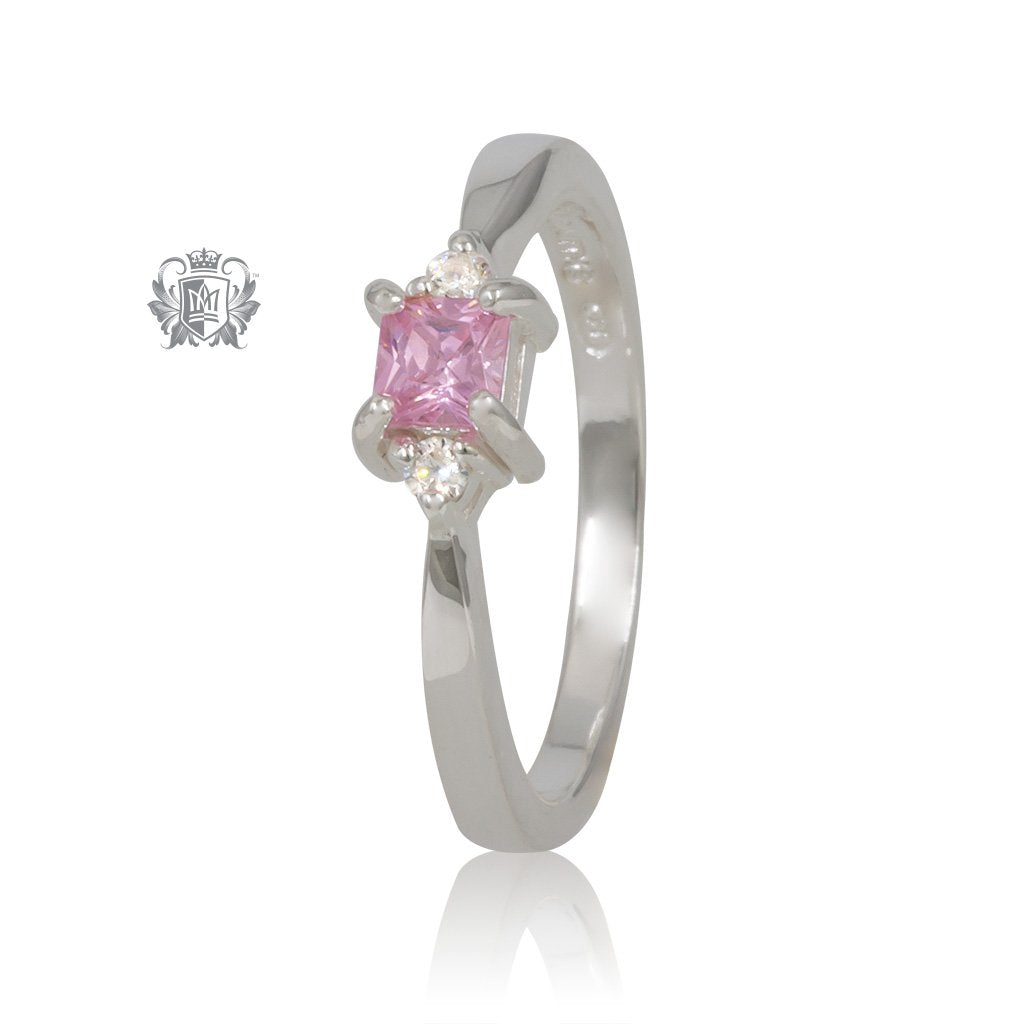 Square Trinity Pink Cubic Ring