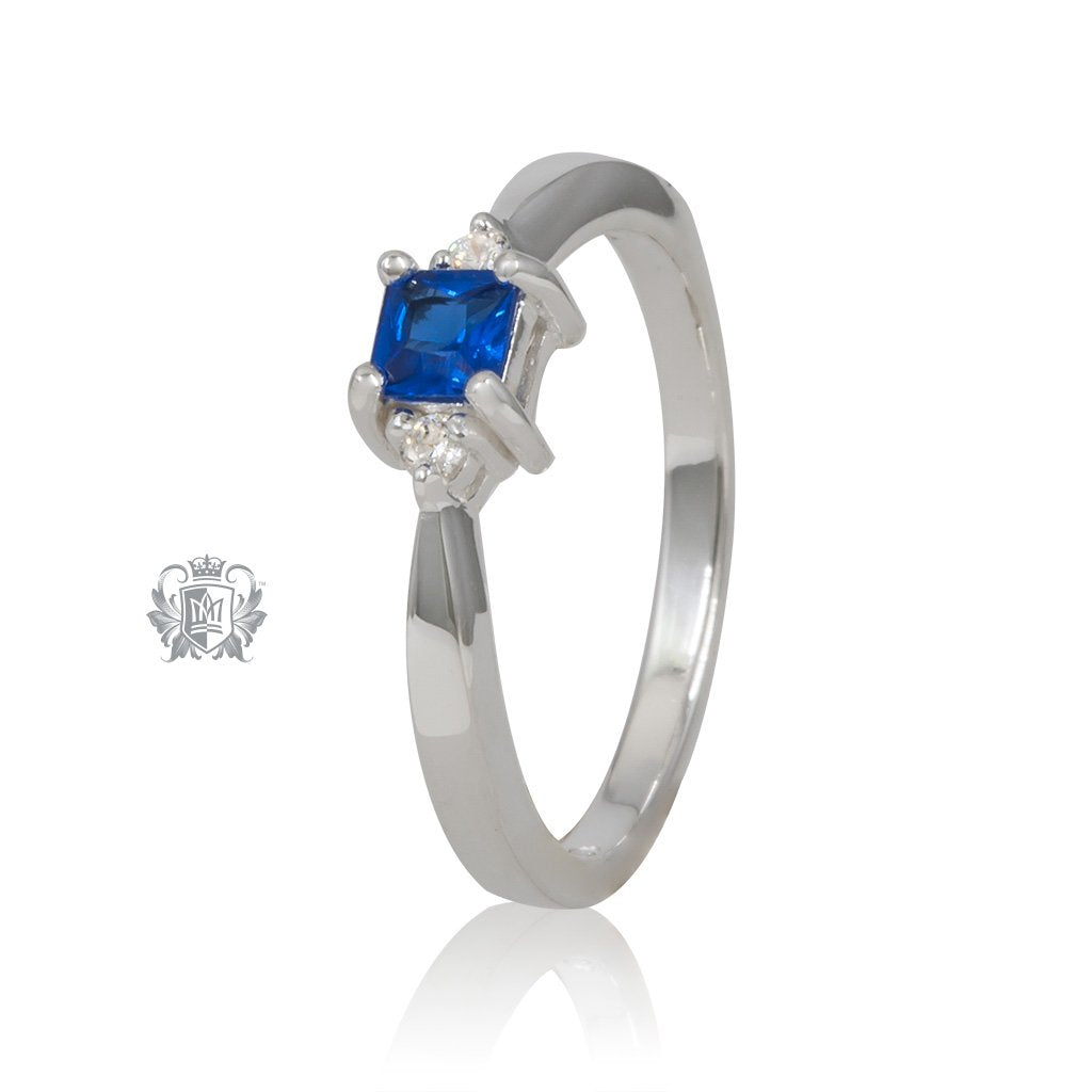 Square Trinity Sapphire Cubic Ring