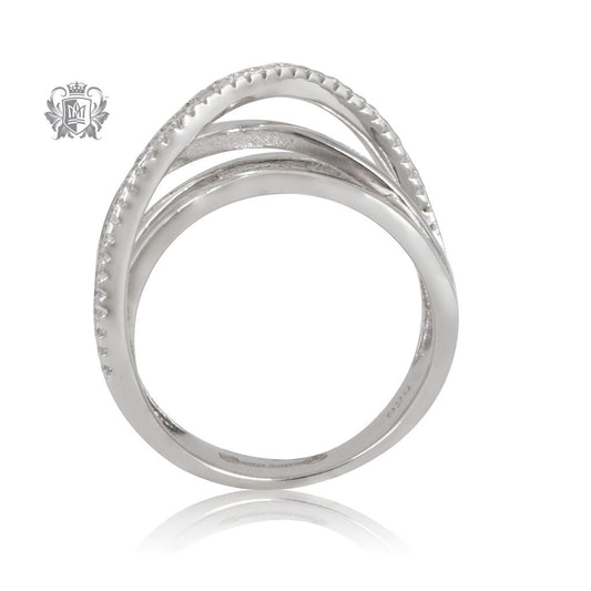Metalsmiths Sterling Silver Multi Crossover Sparkle Band Side
