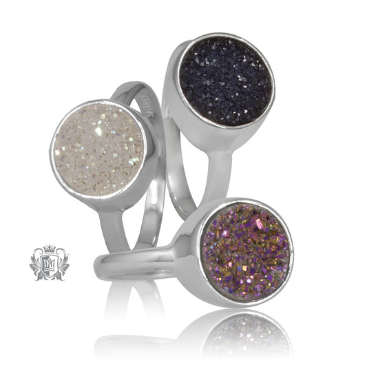 Druzy Round Bezel Set Ring