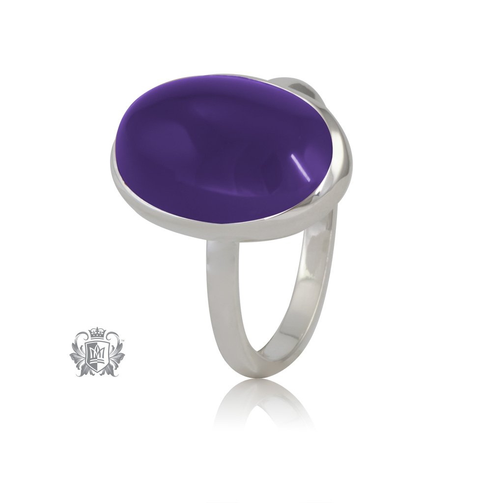Violet  Agate JellyBean Ring Sterling Silver