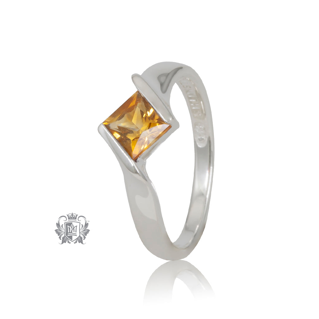 Citrine Offset Channel Ring