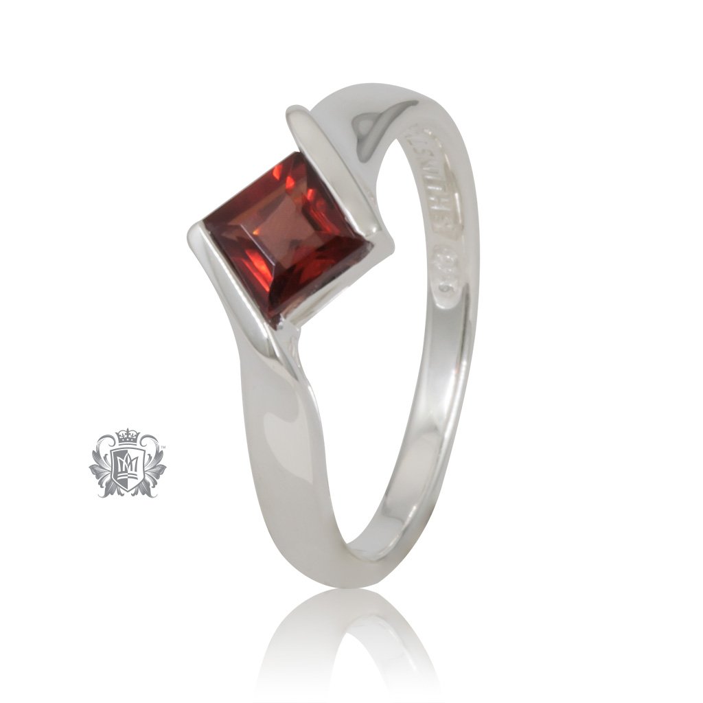 Garnet Offset Channel Ring - Metalsmiths Sterling‚Ñ¢ Canada