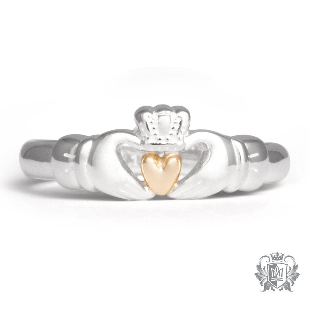 Metalsmiths Sterling Silver Two Tone 14K Claddagh Ring - front