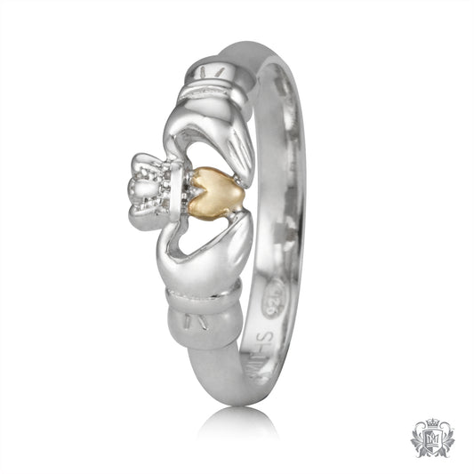 Two Tone 14K & Sterling Silver Claddagh Ring