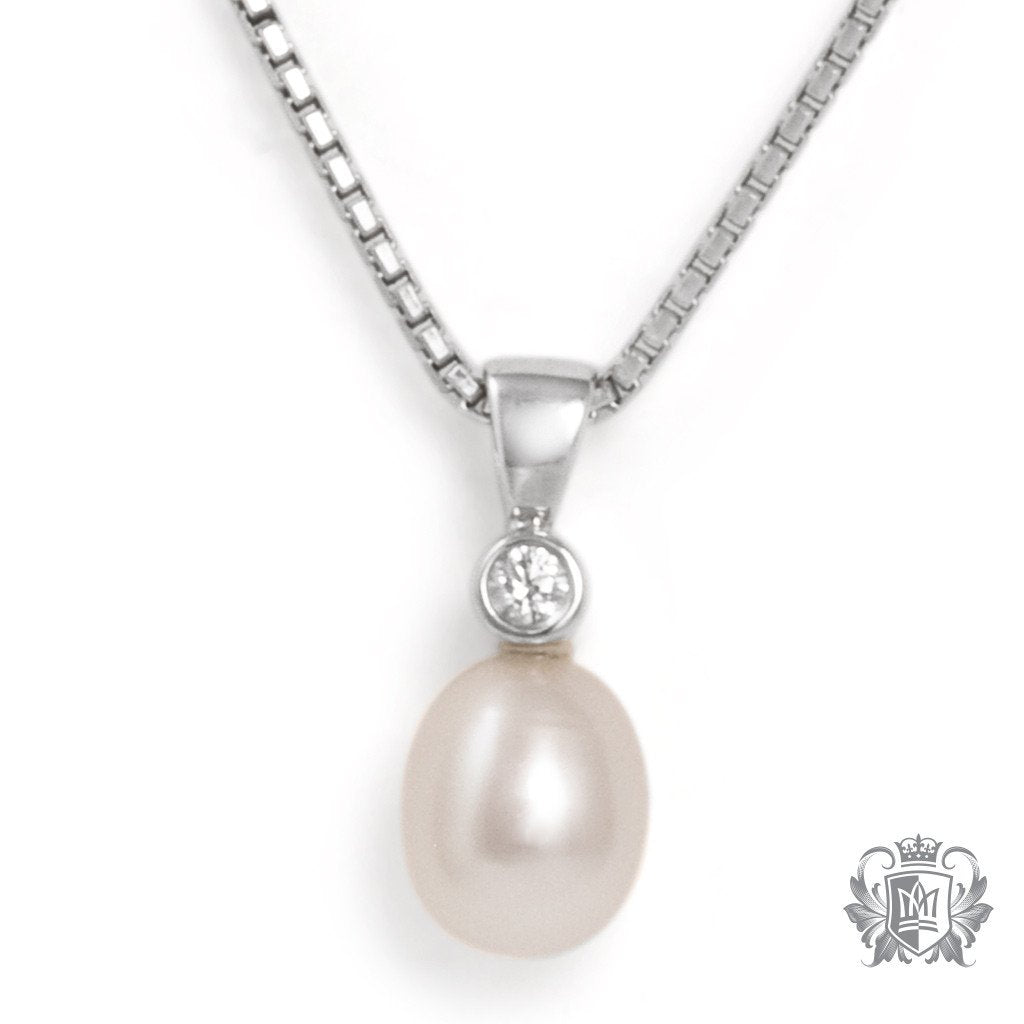 White Freshwater Pearl Pendant Sterling Silver
